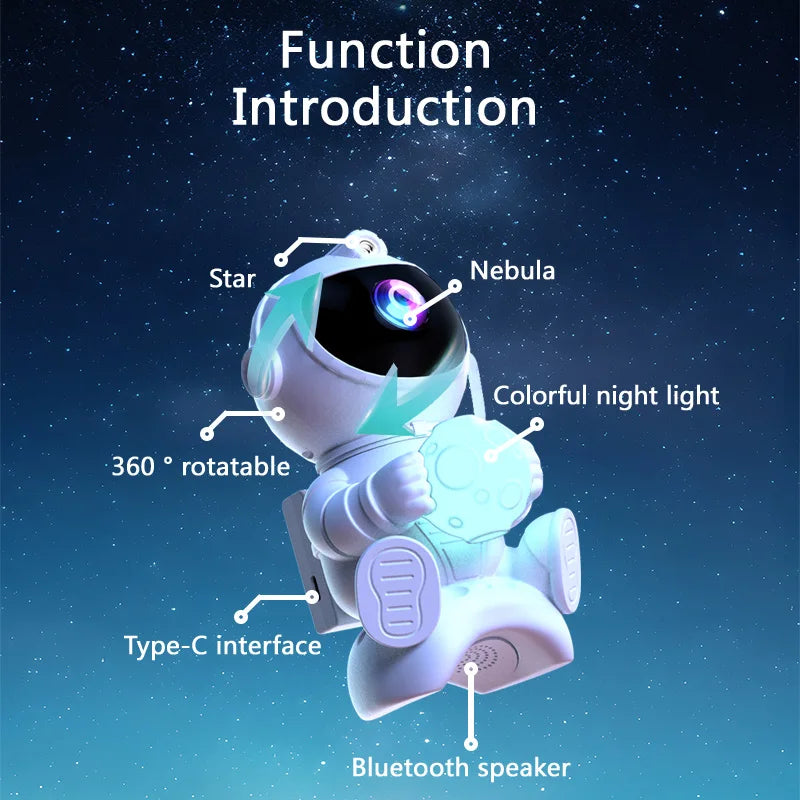 Astronaut Galaxy Projector – Bluetooth Speaker, Night Light