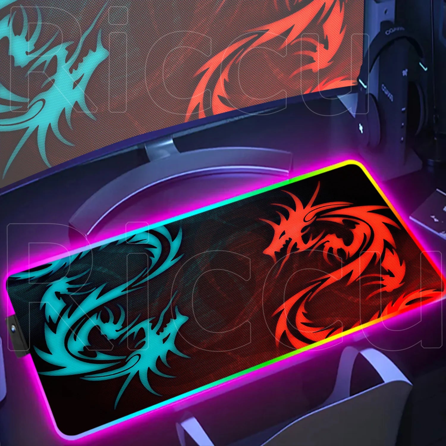 RGB Gaming Desk Mat – Geometry Dash Edition, Anime Style