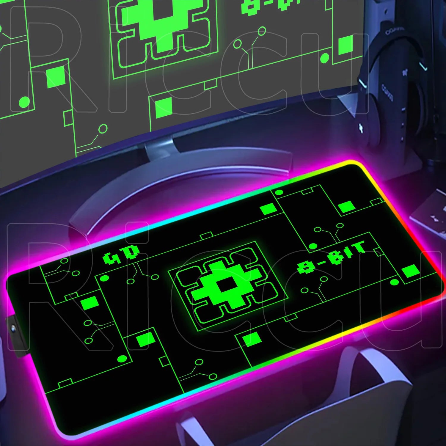 RGB Gaming Desk Mat – Geometry Dash Edition, Anime Style