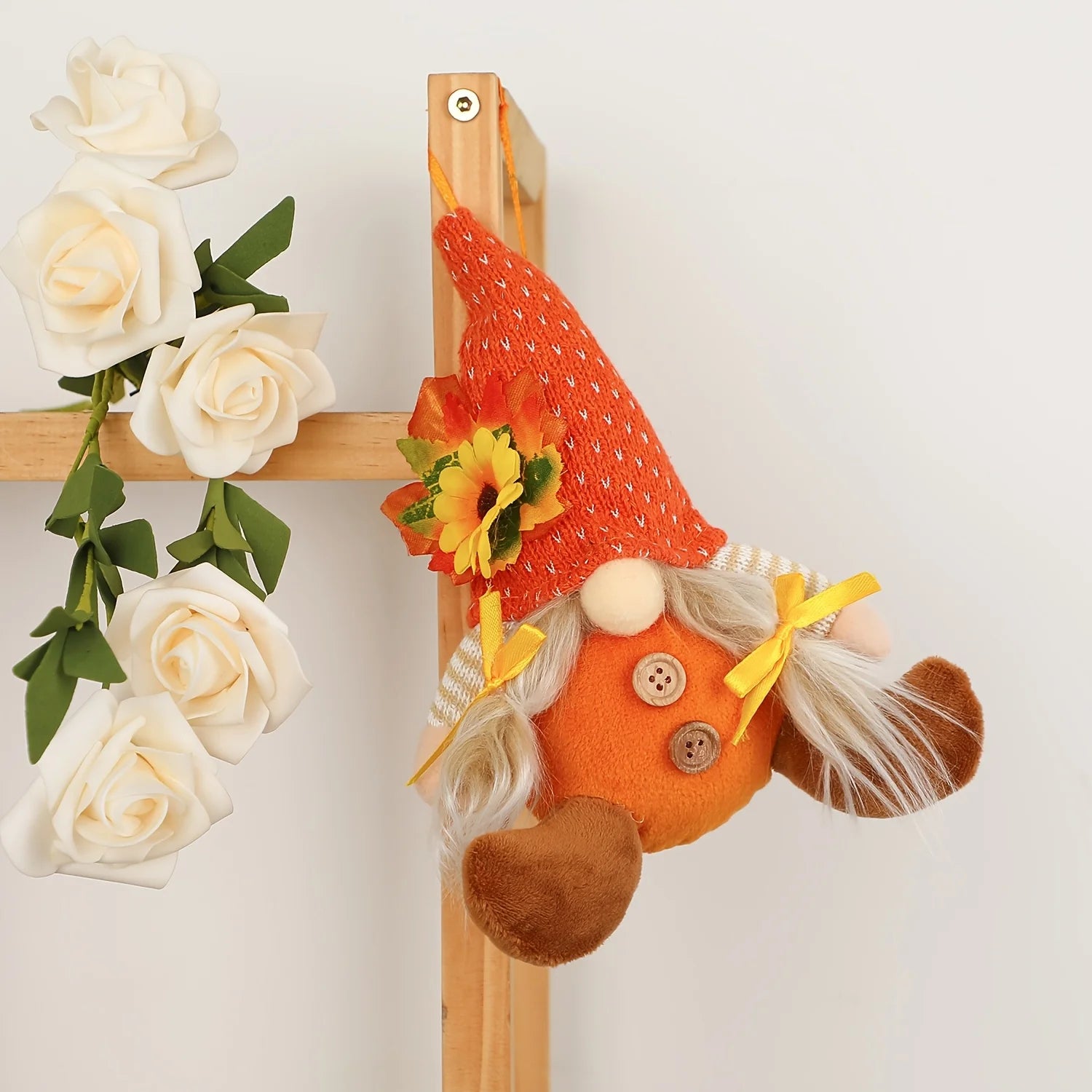 1pc Rustic Autumn Harvest Scarecrow Decor, Plaid & Sunflower Accents for Christmas, Farmhouse Wall Decor, Party Props