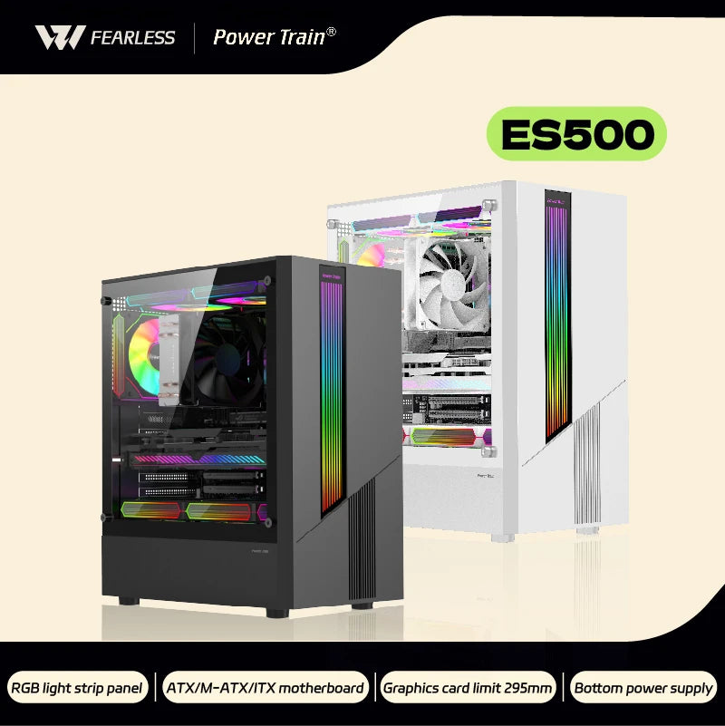 Power Train ES500 RGB PC Case, ATX / Micro-ATX / Mini-ITX