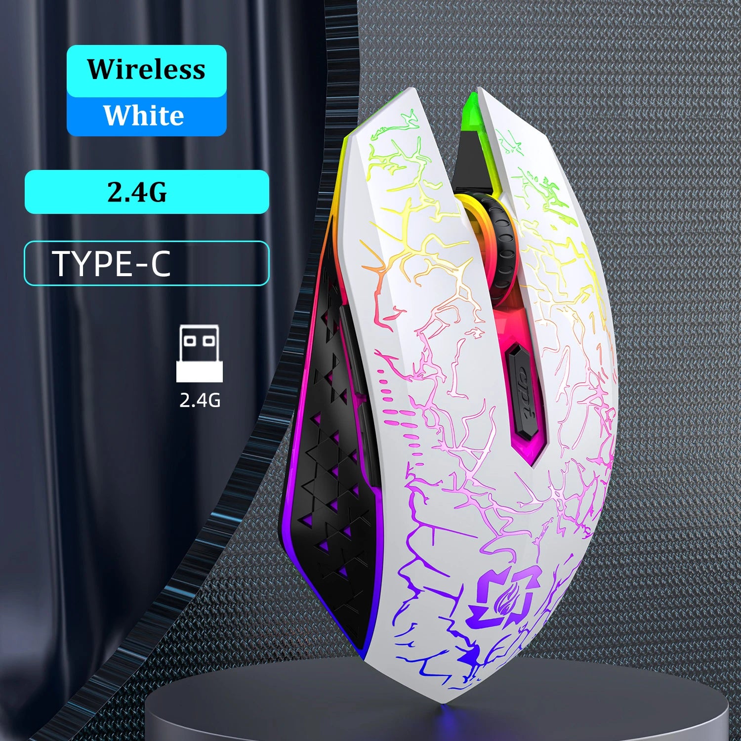 RGB Wireless Gaming Mouse – Bluetooth 5.2 & 2.4G, 1600DPI