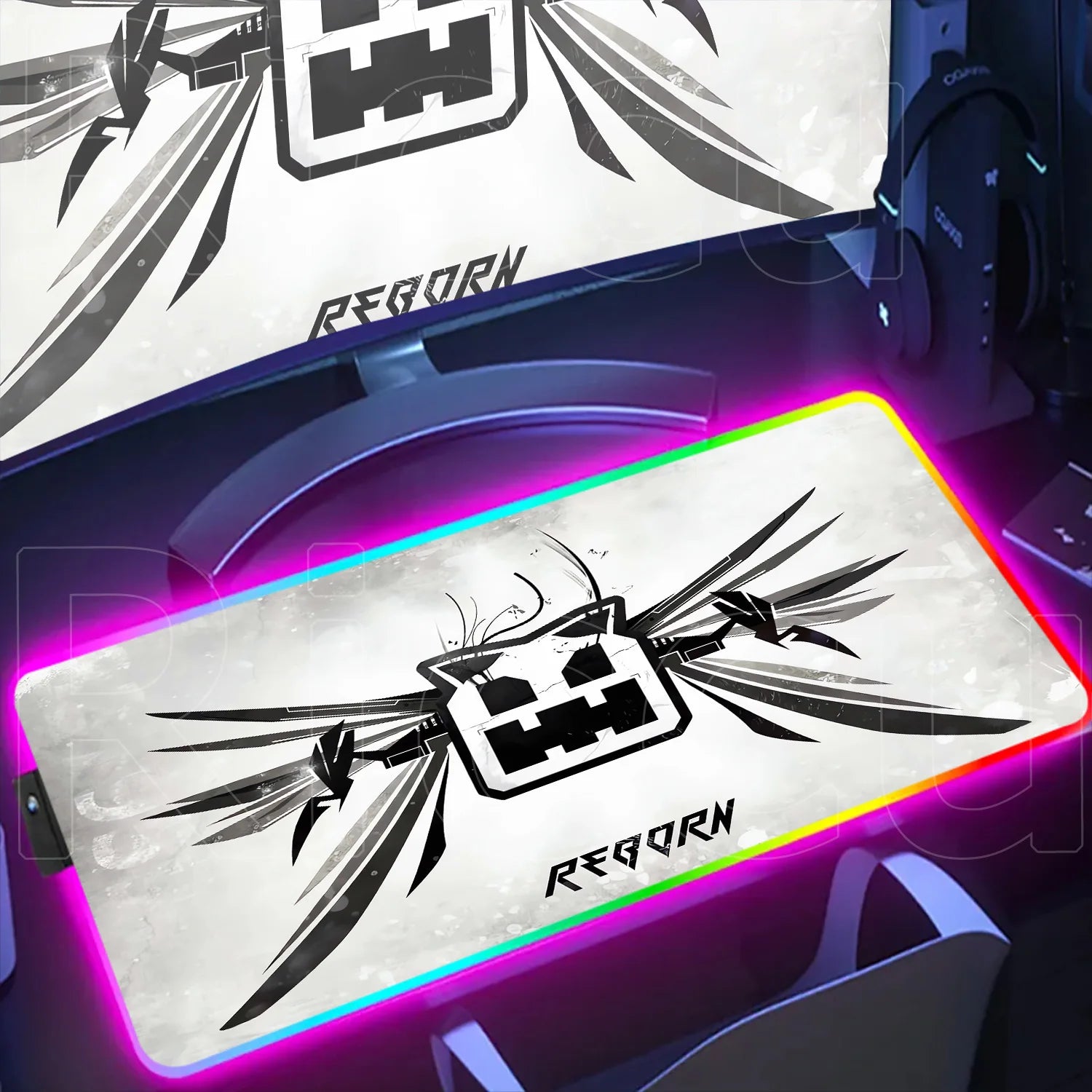 RGB Gaming Desk Mat – Geometry Dash Edition, Anime Style