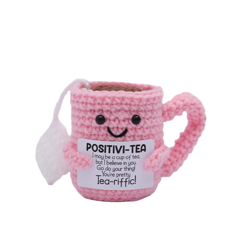 Funny Positive Beer Crochet Doll Pocket Hug Gift for Birthday Housewarming Party Decorations Christmas Halloween Gifts