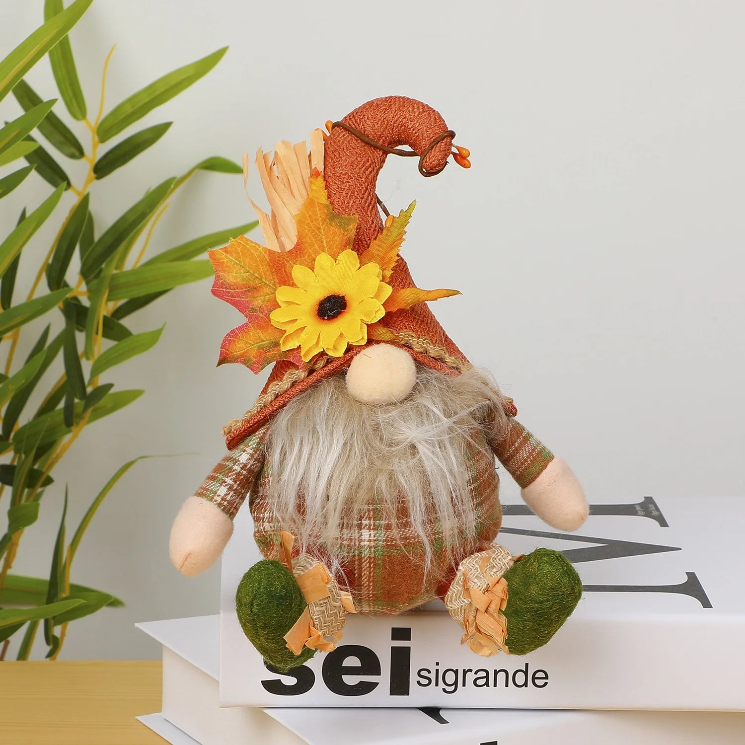 1pc Rustic Autumn Harvest Scarecrow Decor, Plaid & Sunflower Accents for Christmas, Farmhouse Wall Decor, Party Props