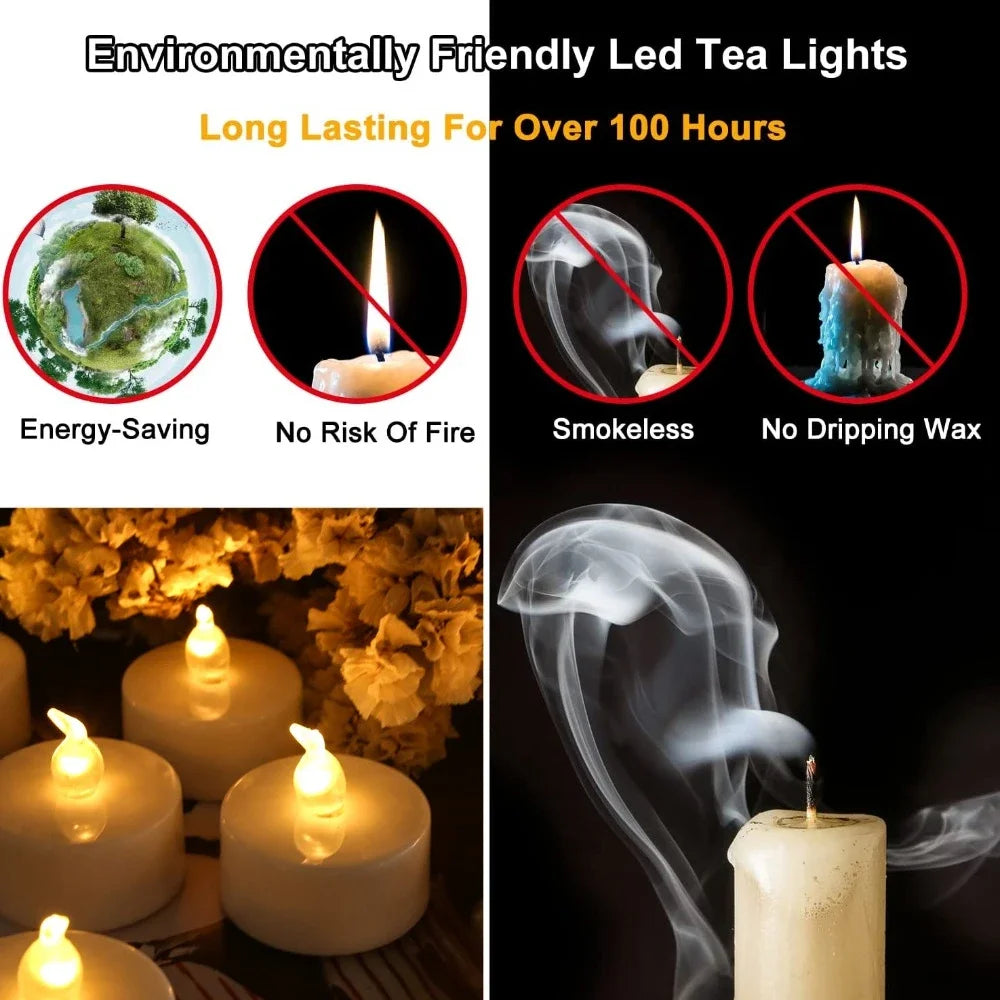 Flameless LED Electronic Candle with Remote Control LED Lighting with Flickering Flame Tea Lights Wedding Party Home Decor