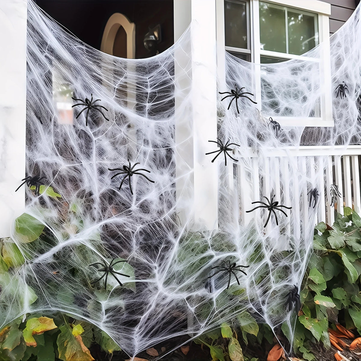 1 Set, 60 Soft Spider Webs Halloween Decorations Bonus With 10 Fake Spiders, Super Stretch Cobwebs For Halloween Indoor Outdoor