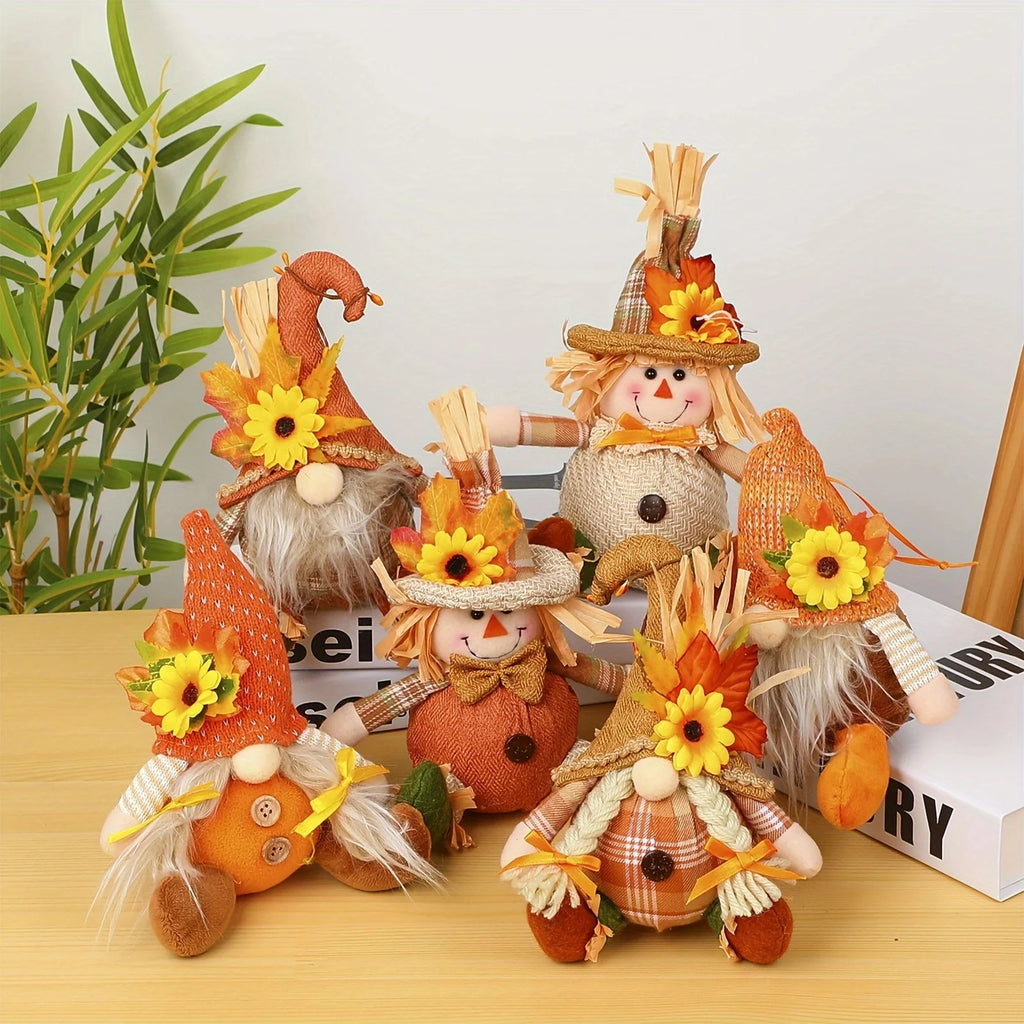 1pc Rustic Autumn Harvest Scarecrow Decor, Plaid & Sunflower Accents for Christmas, Farmhouse Wall Decor, Party Props
