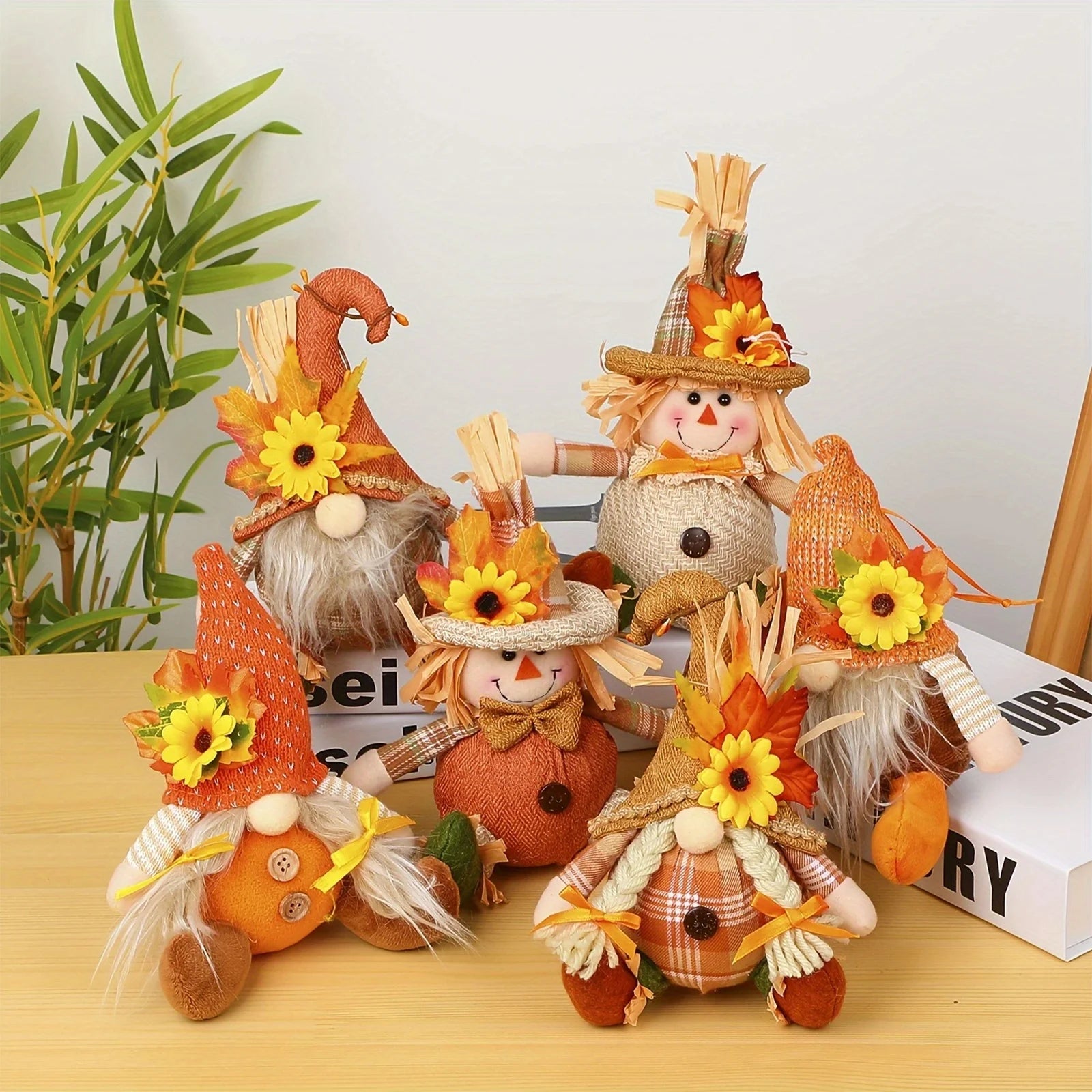 1pc Rustic Autumn Harvest Scarecrow Decor, Plaid & Sunflower Accents for Christmas, Farmhouse Wall Decor, Party Props