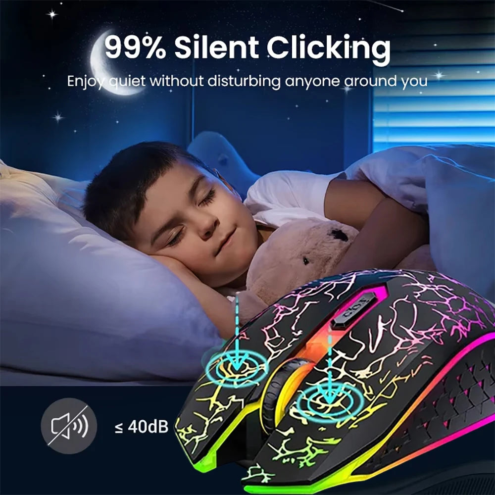 RGB Wireless Gaming Mouse – Bluetooth 5.2 & 2.4G, 1600DPI